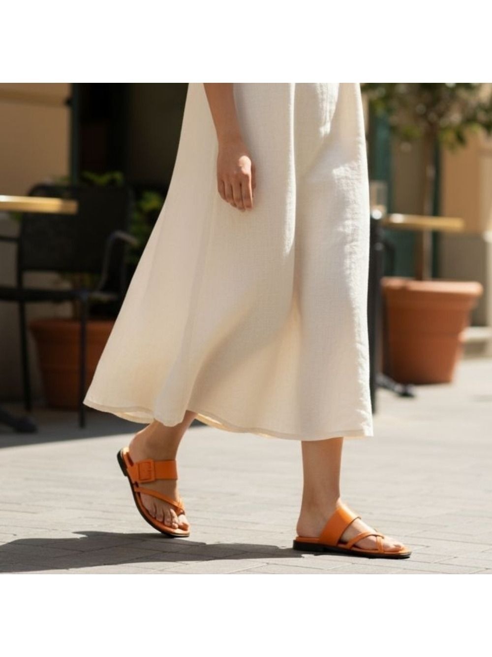 Vionic Julep Sandals Leather Orange Citrine Women's 7.5 Wide - Picture 4 of 4